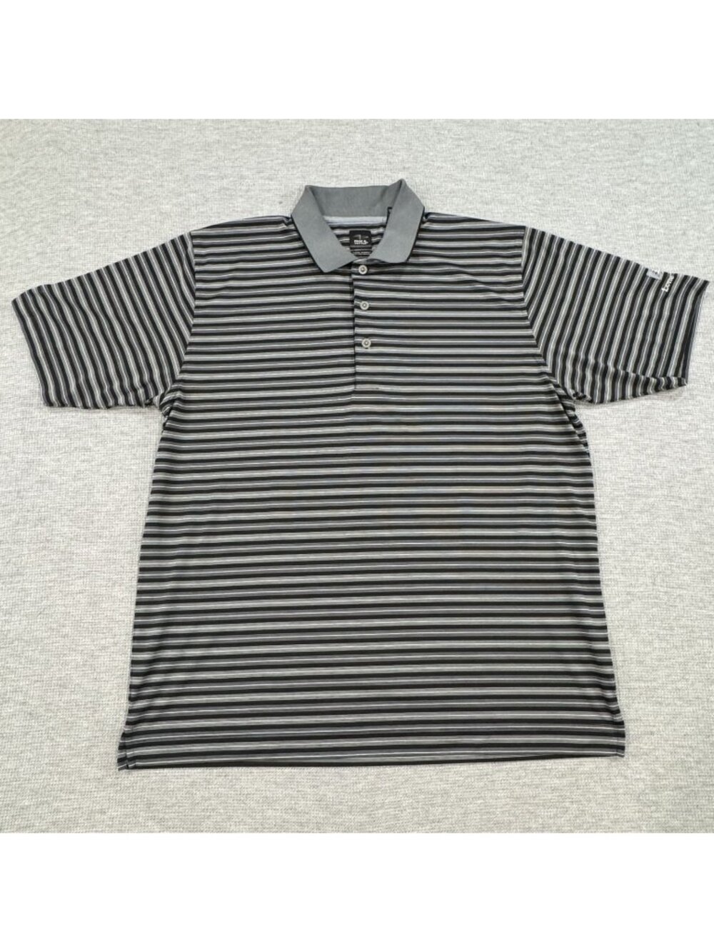 Page & Tuttle Performance Golf Polo Mens Sz XL Striped Gray Black Short Sleeve